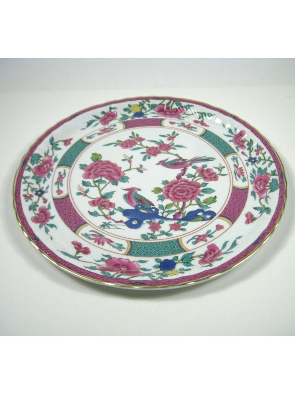 Bernardaud Limoges France Porcelain Plate Floral Bird 12in Serving Platter Asian